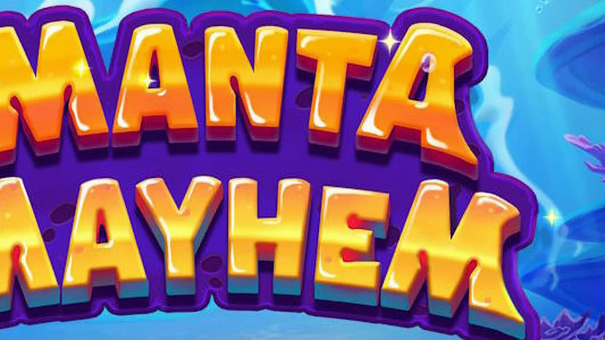 Cena subaquática vibrante e estilizada do slot Manta Mayhem apresentando personagens marinhos curiosos.