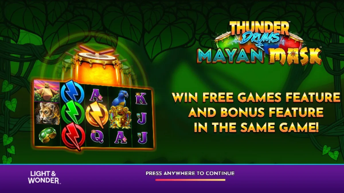 Interface do slot Thunder Drums Mayan Mask em um dispositivo móvel